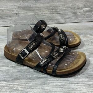 Birkenstock Betula Sandals Slides Black Leather Bedazzled Women's Size 38-7 N US